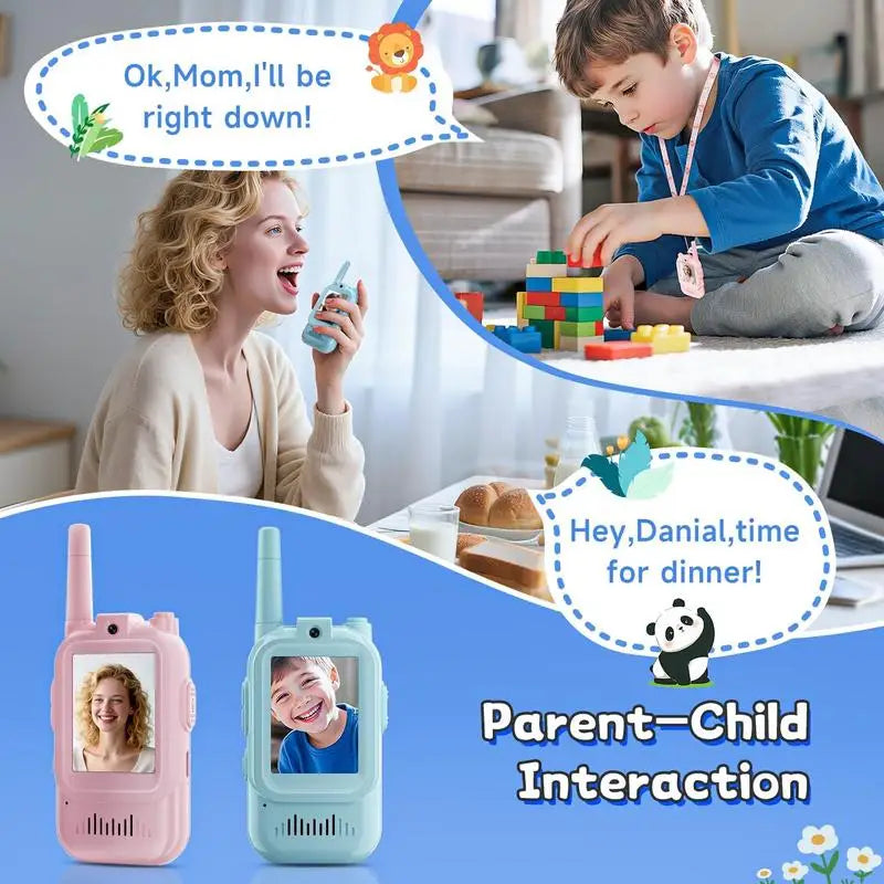 Kids Video Walkie Talkies Toys 2 Pack Long Range Communication with Camera Ideal Colorful Audio for Outdoor Indoor Play Holiday
